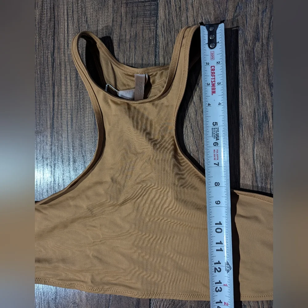 SKIMS Recycled Swim High Neck Racerback Tank / Top Almond Tan Size 3X NWT!